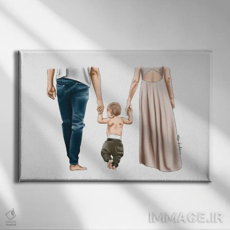 تابلو قدمزدن خانوادگی اثر الزا فوچه - نمای روبهرو روی دیوار