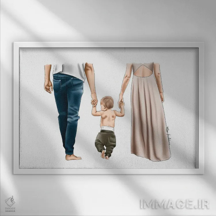 تابلو قدمزدن خانوادگی اثر الزا فوچه - نمای قابدار سفید