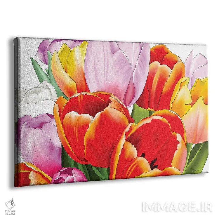 تابلو لالههای رنگارنگ اثر الزا فوچه - نمای پرسپکتیو محصول