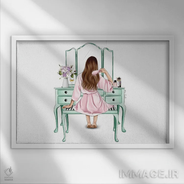 تابلو میز آرایش II اثر الزا فوچه - نمای قابدار سفید