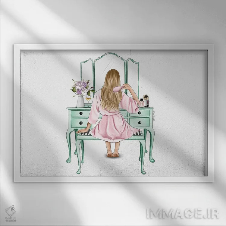 تابلو میز آرایش I اثر الزا فوچه - نمای قابدار سفید