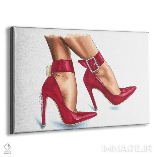 تابلو کفش پاشنهدار یاقوتی اثر الزا فوچه - نمای پرسپکتیو محصول