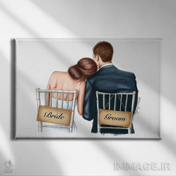 تابلو عروس و داماد اثر الزا فوچه - نمای روبهرو روی دیوار