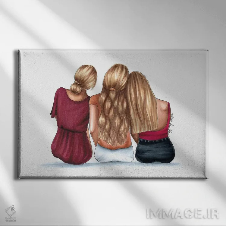 تابلو سه بلوند اثر الزا فوچه - نمای روبهرو روی دیوار