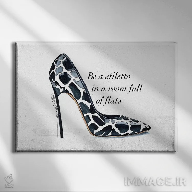 تابلو یک استیلتو باش (کفش پاشنهبلند) اثر الزا فوچه - نمای روبهرو روی دیوار