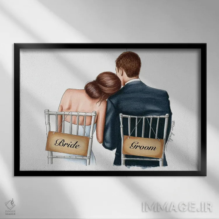 تابلو عروس و داماد اثر الزا فوچه - نمای قابدار مشکی