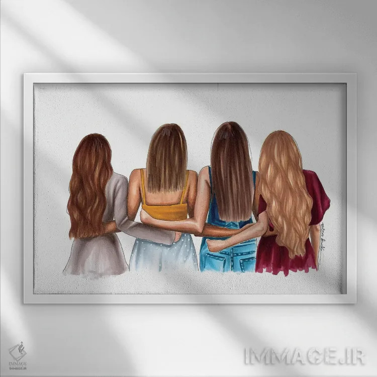 تابلو چهار نفر ما اثر الزا فوچه - نمای قابدار سفید