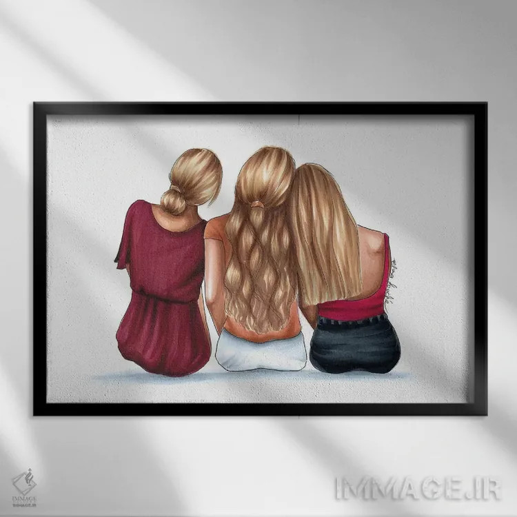 تابلو سه بلوند اثر الزا فوچه - نمای قابدار مشکی