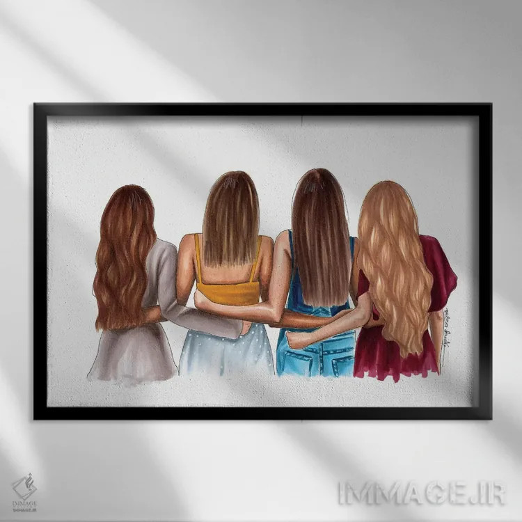 تابلو چهار نفر ما اثر الزا فوچه - نمای قابدار مشکی