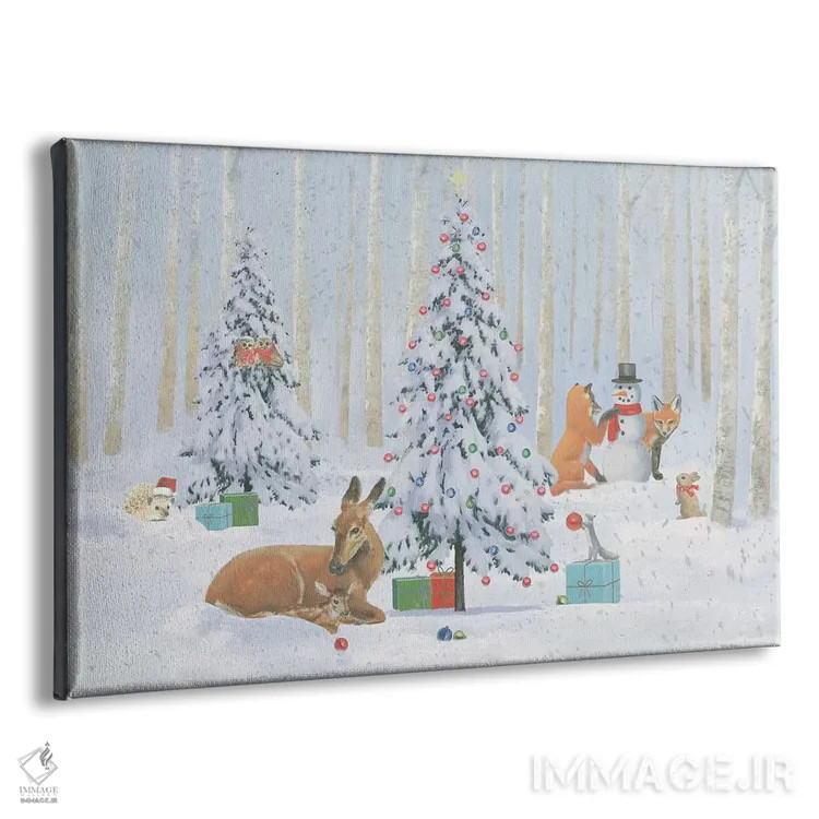 تابلو حیوانات کریسمسی شاد ۱ اثر امیلی آدامز - نمای پرسپکتیو محصول