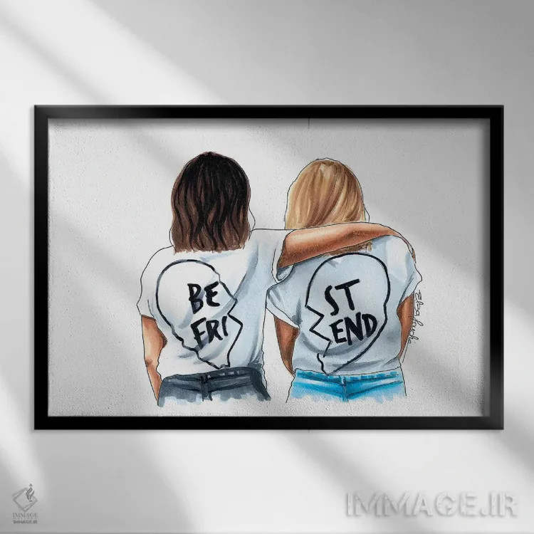 تابلو بهترین دوستان اثر الزا فوچه - نمای قابدار مشکی