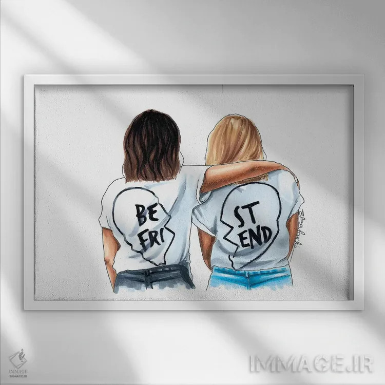 تابلو بهترین دوستان اثر الزا فوچه - نمای قابدار سفید