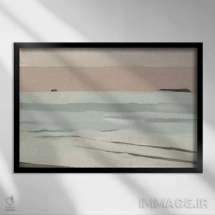 تابلو افق کمرنگ و ملایم ۲ اثر اما کارولین - نمای قابدار مشکی