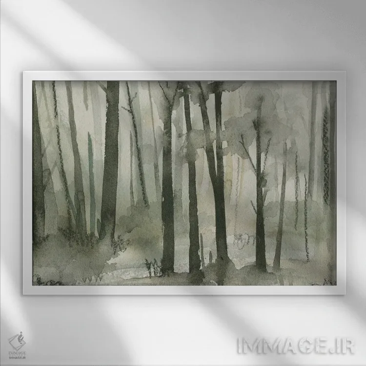 تابلو در دل جنگل ۱ اثر اما کارولین - نمای قابدار سفید