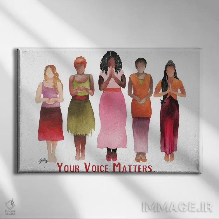 تابلو صدای تو مهم است اثر الیزابت مدلی - نمای روبهرو روی دیوار