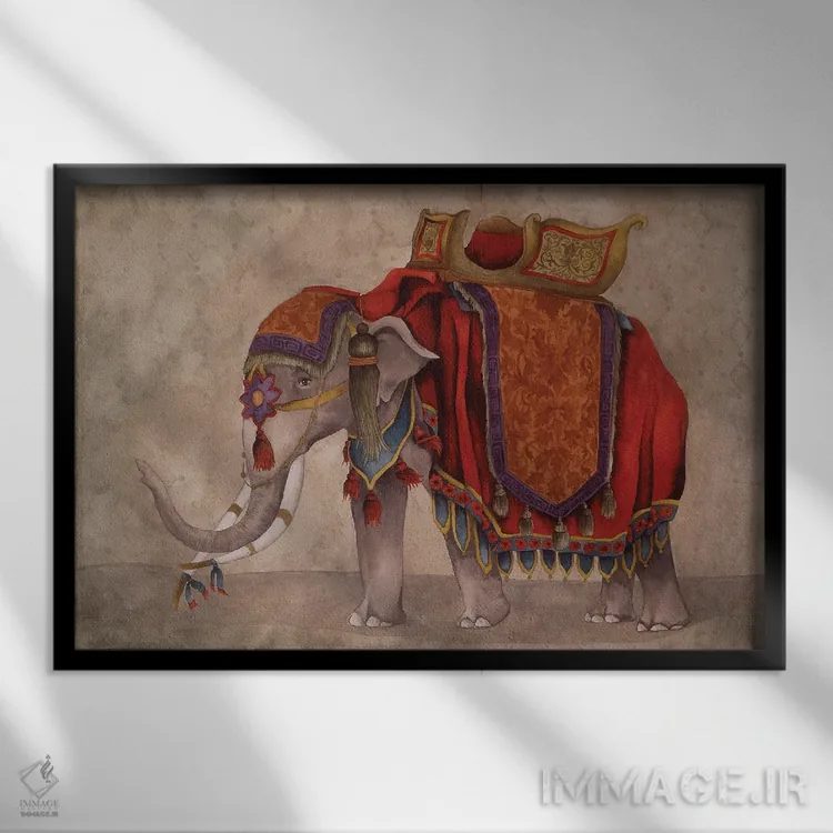 تابلو فیلهای آیینی ۱ اثر الیزابت مدلی - نمای قابدار مشکی