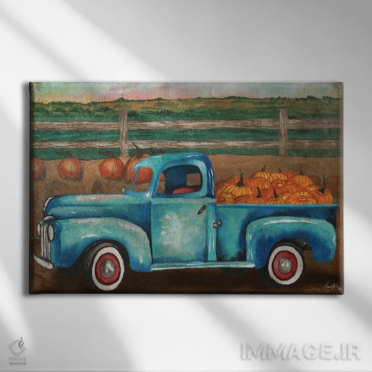 تابلو برداشت کامیونی I اثر الیزابت مدلی - نمای روبهرو روی دیوار