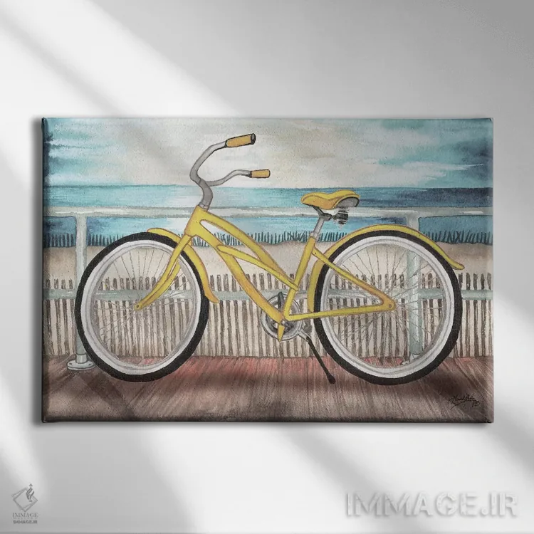 تابلو دوچرخهسواری ساحلی اثر الیزابت مدلی - نمای روبهرو روی دیوار