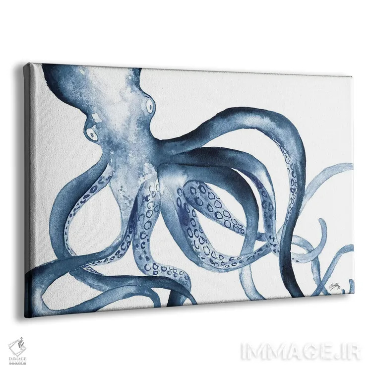 تابلو هشتپا در میان آبیها اثر الیزابت مدلی - نمای پرسپکتیو محصول