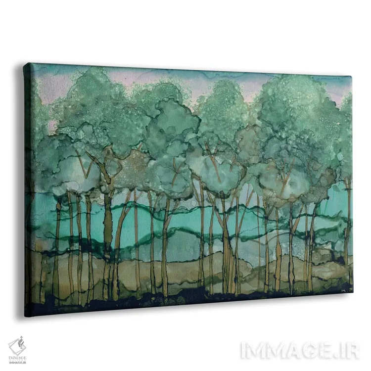 تابلو جنگل درختان سبز اثر الیزابت مدلی - نمای پرسپکتیو محصول