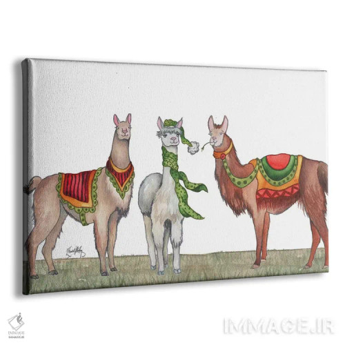 تابلو لاماهای کریسمسی اثر الیزابت مدلی - نمای پرسپکتیو محصول