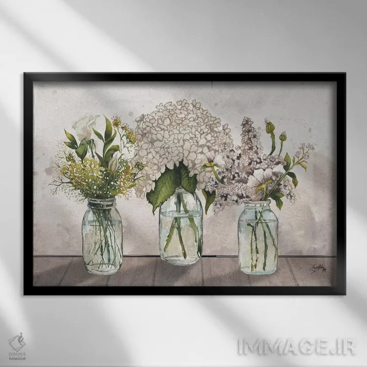 تابلو شیشههای گل وحشی اثر الیزابت مدلی - نمای قابدار مشکی