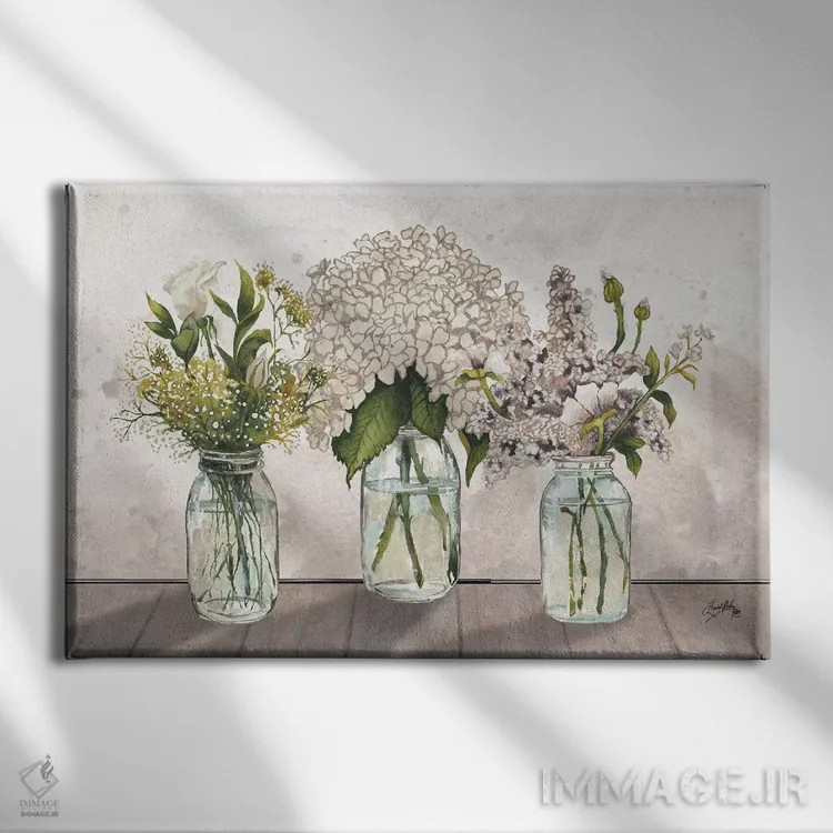 تابلو شیشههای گل وحشی اثر الیزابت مدلی - نمای روبهرو روی دیوار