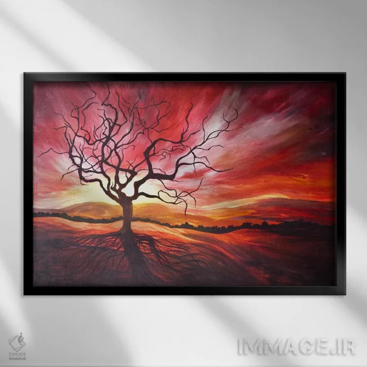 تابلو طلوع خورشید اثر امیلی ماگون - نمای قابدار مشکی