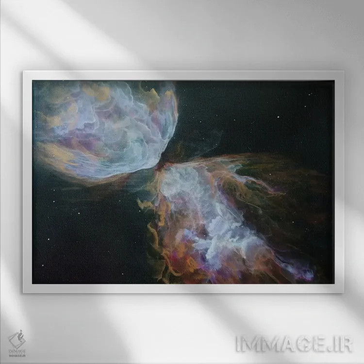 تابلو سحابی پروانهای اثر امیلی ماگون - نمای قابدار سفید