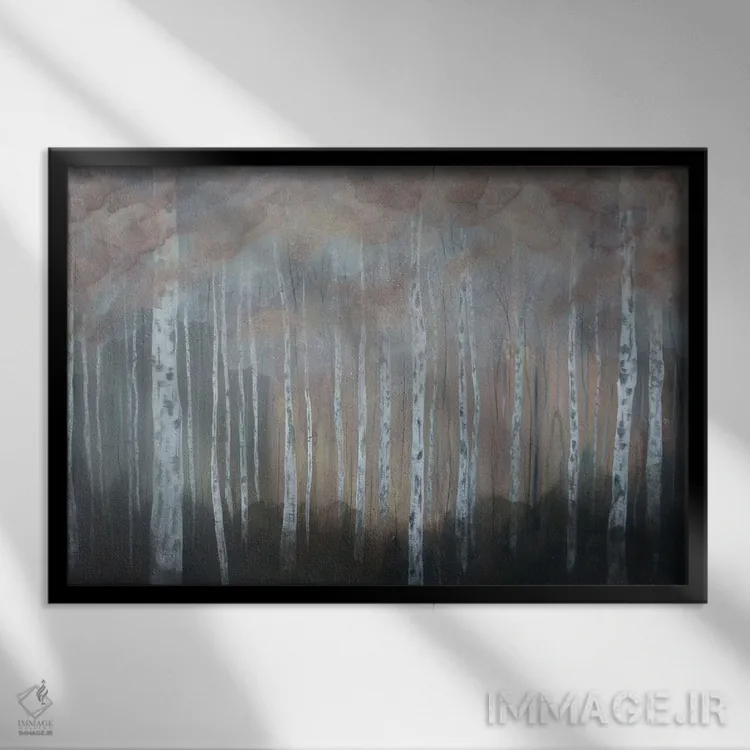 تابلو بوستان سپیدار دو (درخت) اثر امیلی ماگون - نمای قابدار مشکی