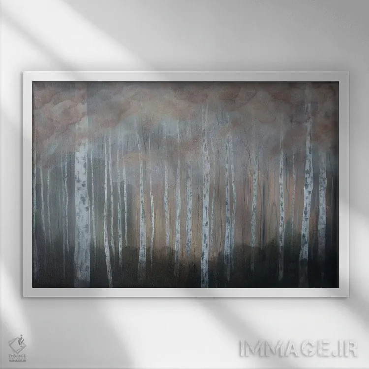 تابلو بوستان سپیدار دو (درخت) اثر امیلی ماگون - نمای قابدار سفید