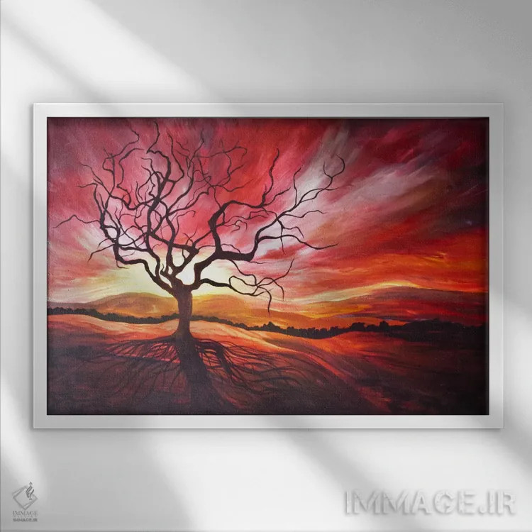 تابلو طلوع خورشید اثر امیلی ماگون - نمای قابدار سفید