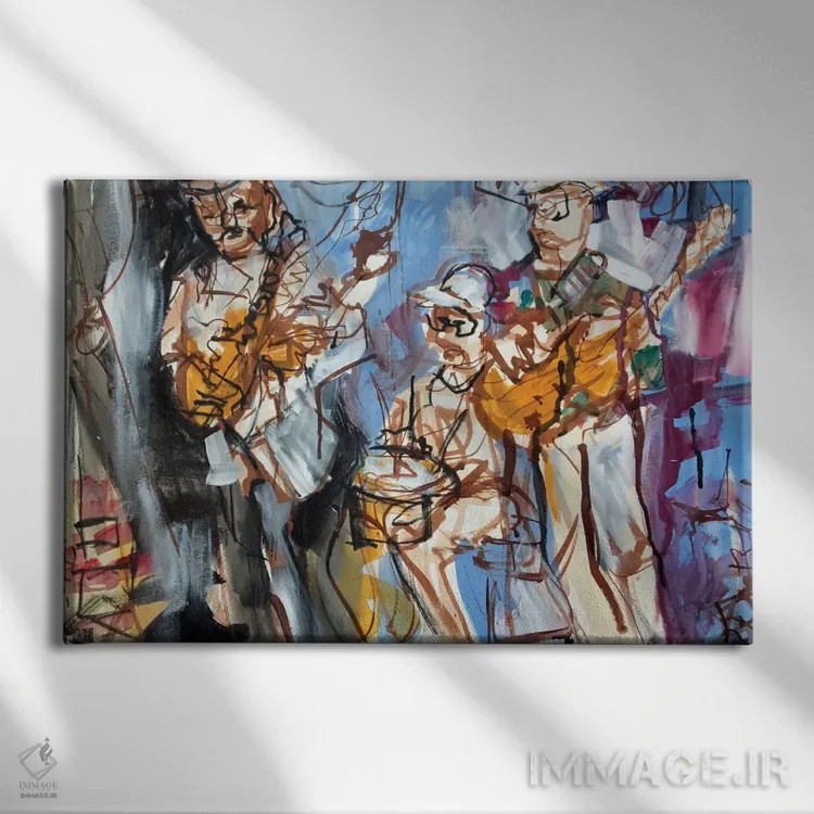 تابلو موسیقیدانان نیواورلئان یک (آمریکا) اثر ارین مکگی فرل - نمای روبهرو روی دیوار