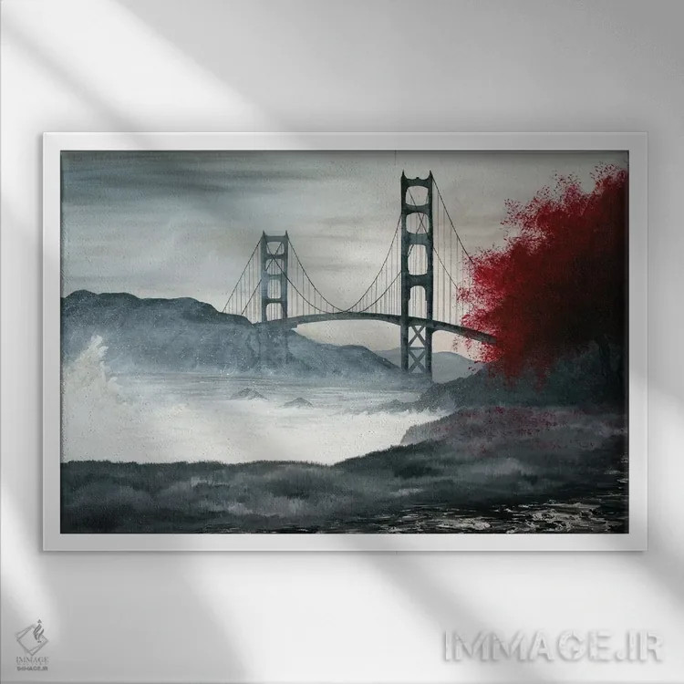 تابلو پل گلدن گیت (سانفرانسیسکو) اثر امیلی ماگون - نمای قابدار سفید