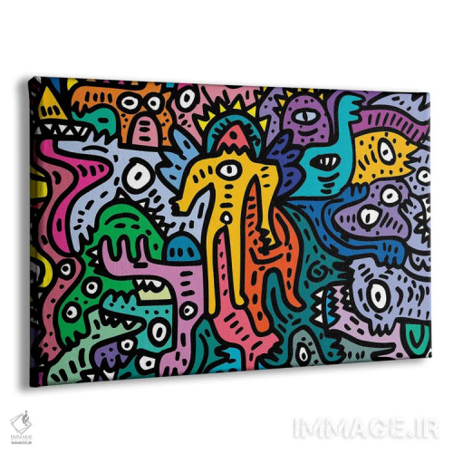 تابلو هیولاهای خفن گرافیتی رنگی اثر امانوئل سیگنورینو - نمای پرسپکتیو محصول