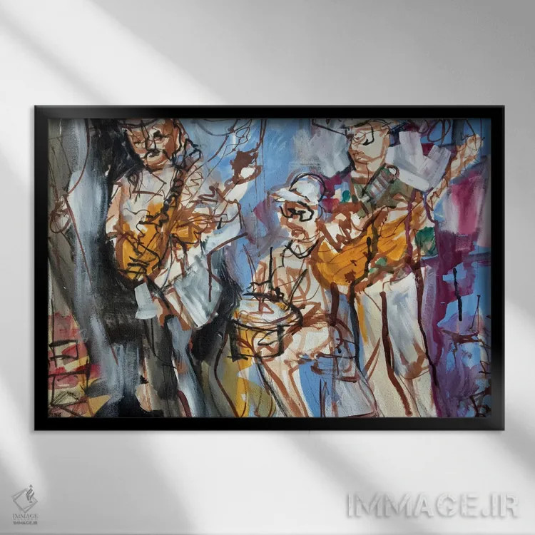 تابلو موسیقیدانان نیواورلئان یک (آمریکا) اثر ارین مکگی فرل - نمای قابدار مشکی