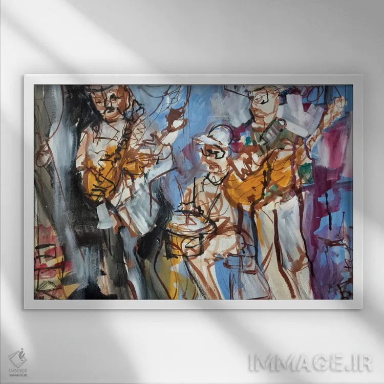 تابلو موسیقیدانان نیواورلئان یک (آمریکا) اثر ارین مکگی فرل - نمای قابدار سفید