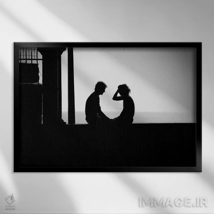 تابلو عشق یعنی من و تو و دریا اثر امانوئل سیگنورینو - نمای قابدار مشکی