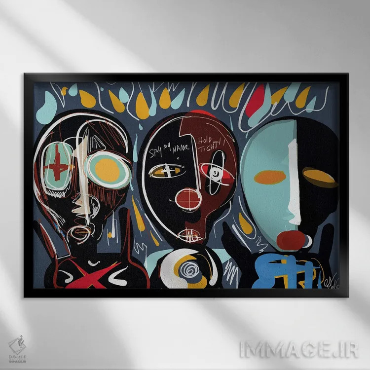 تابلو ما یک خانواده هستیم اثر امانوئل سیگنورینو - نمای قابدار مشکی