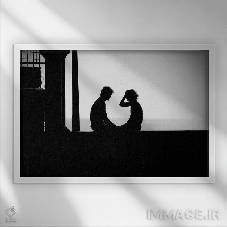 تابلو عشق یعنی من و تو و دریا اثر امانوئل سیگنورینو - نمای قابدار سفید