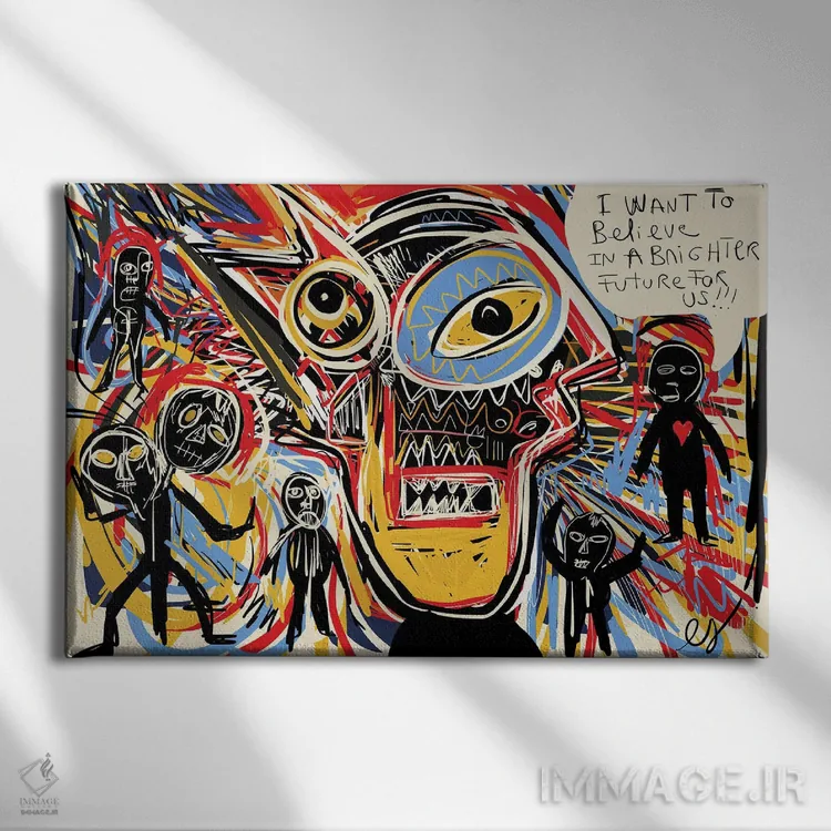 تابلو میخواهم به آیندهای روشنتر برای ما ایمان داشته باشم اثر امانوئل سیگنورینو - نمای روبهرو روی دیوار
