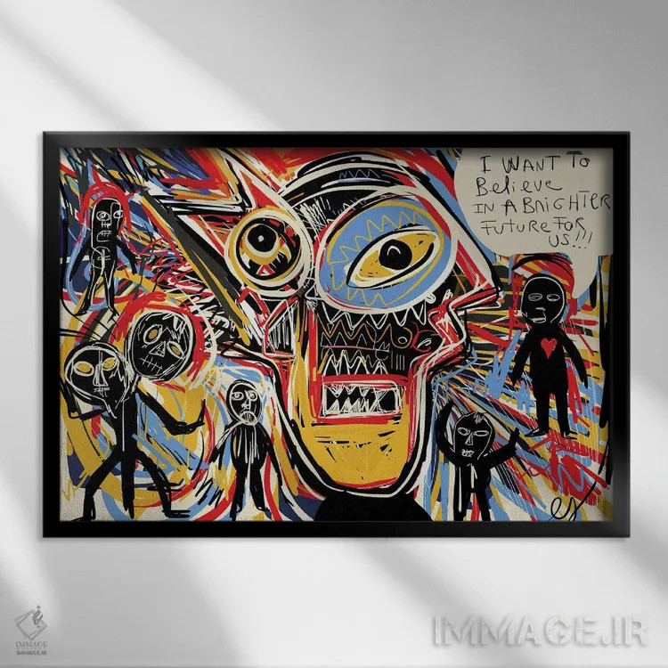 تابلو میخواهم به آیندهای روشنتر برای ما ایمان داشته باشم اثر امانوئل سیگنورینو - نمای قابدار مشکی