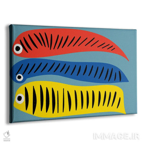 تابلو ماهیهای قرمز، آبی و زرد اثر امانوئل سیگنورینو - نمای پرسپکتیو محصول