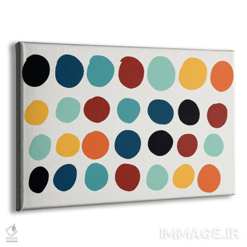 تابلو هنر انتزاعی نقطهای و قرصی اثر امانوئل سیگنورینو - نمای پرسپکتیو محصول
