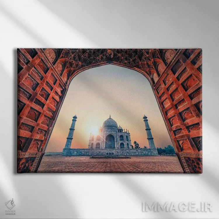 تابلو تاج محل در کنار طاق اثر مانجیک پیکچرز (استودیو عکاسی یا فیلمسازی) - نمای روبهرو روی دیوار