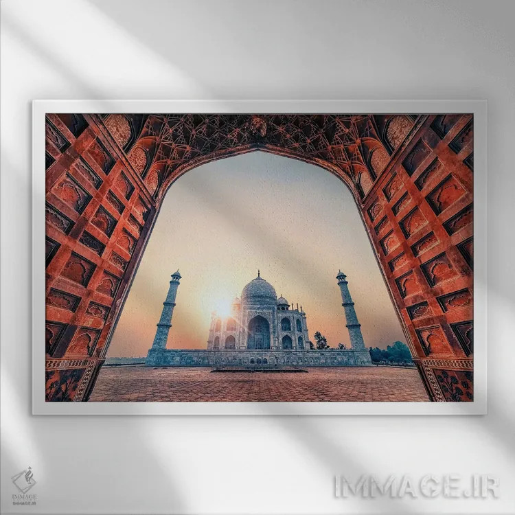 تابلو تاج محل در کنار طاق اثر مانجیک پیکچرز (استودیو عکاسی یا فیلمسازی) - نمای قابدار سفید