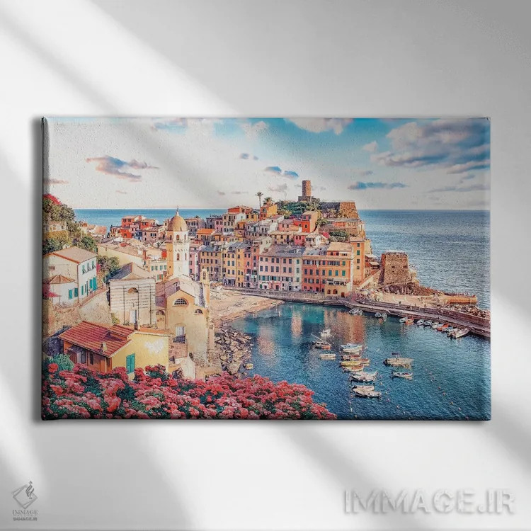 تابلو ورناتزای رنگارنگ اثر مانجیک پیکچرز (استودیو عکاسی یا فیلمسازی) - نمای روبهرو روی دیوار