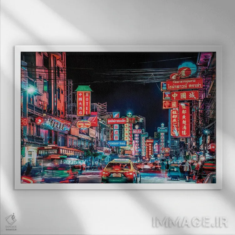 تابلو زندگی شبانه بانکوک اثر مانجیک پیکچرز (استودیو عکاسی یا فیلمسازی) - نمای قابدار سفید