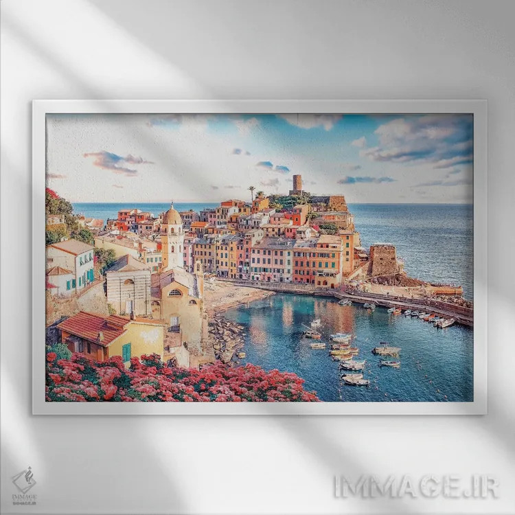 تابلو ورناتزای رنگارنگ اثر مانجیک پیکچرز (استودیو عکاسی یا فیلمسازی) - نمای قابدار سفید