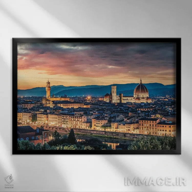 تابلو فلورانس هنگام غروب اثر مانجیک پیکچرز (استودیو عکاسی یا فیلمسازی) - نمای قابدار مشکی